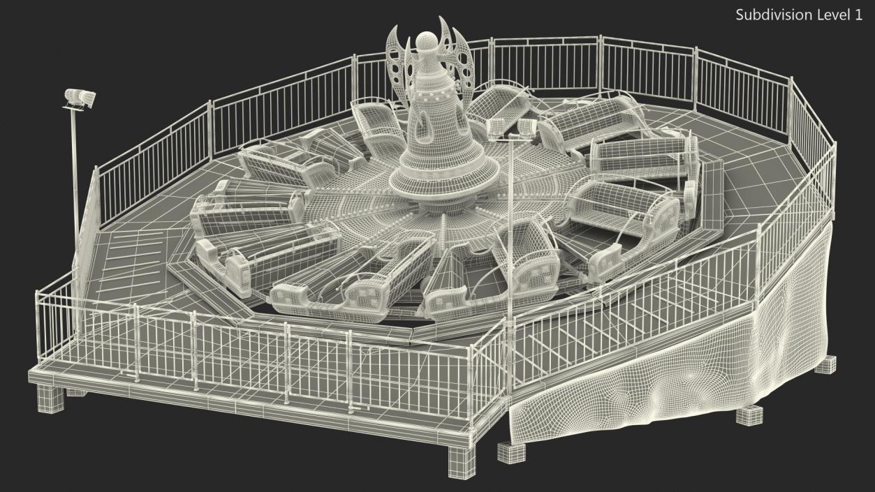 3D Flat Ride Theme Park Attraction Rigged model