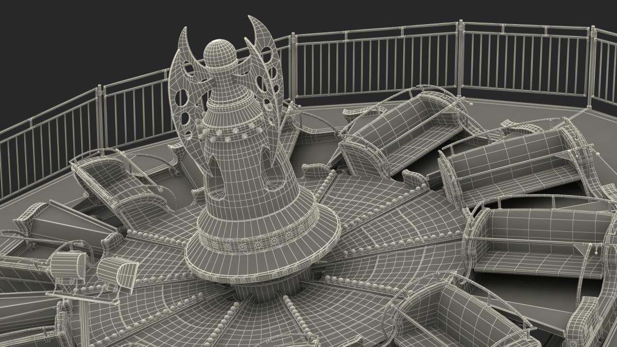 3D Flat Ride Theme Park Attraction Rigged model