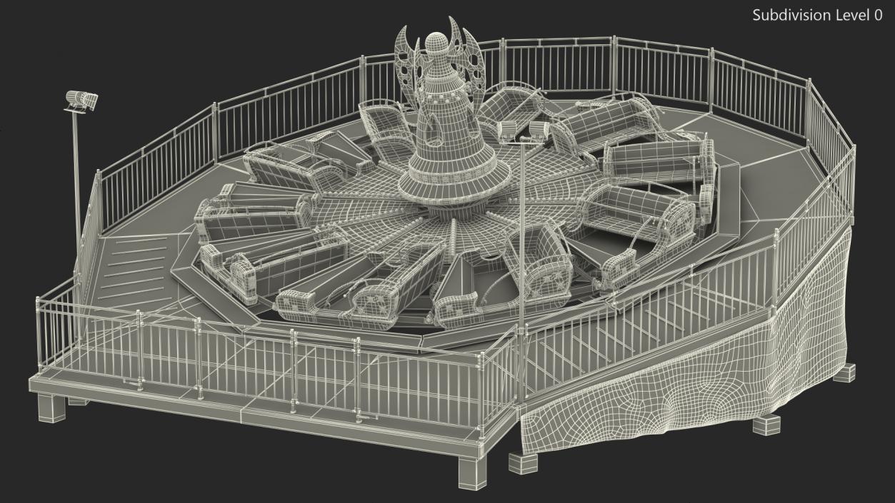 3D Flat Ride Theme Park Attraction Rigged model