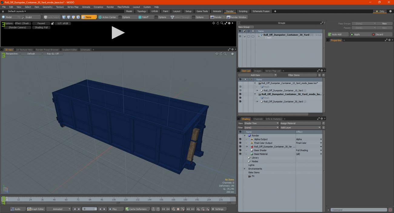 3D model Roll Off Dumpster Container 30 Yard