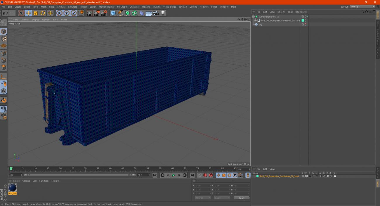 3D model Roll Off Dumpster Container 30 Yard