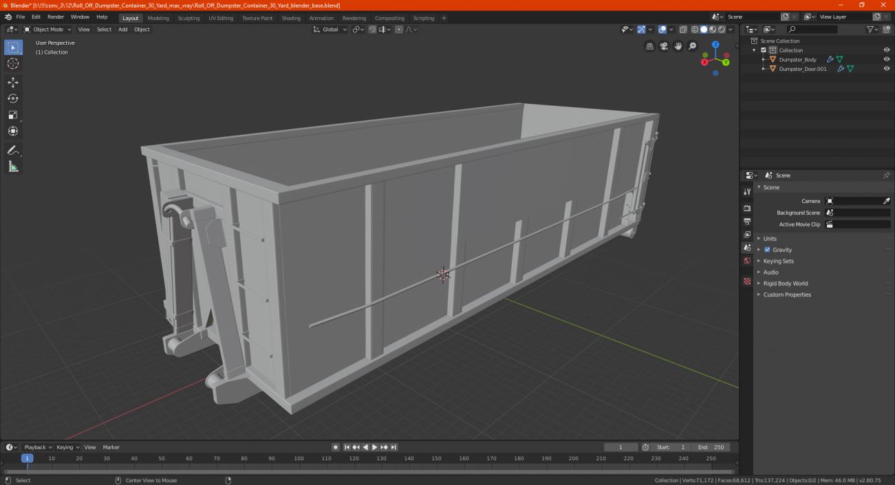 3D model Roll Off Dumpster Container 30 Yard