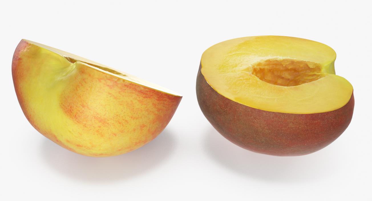 3D Half of Peach with Seed model