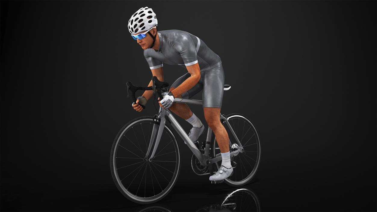 3D Bicyclist Riding Bike