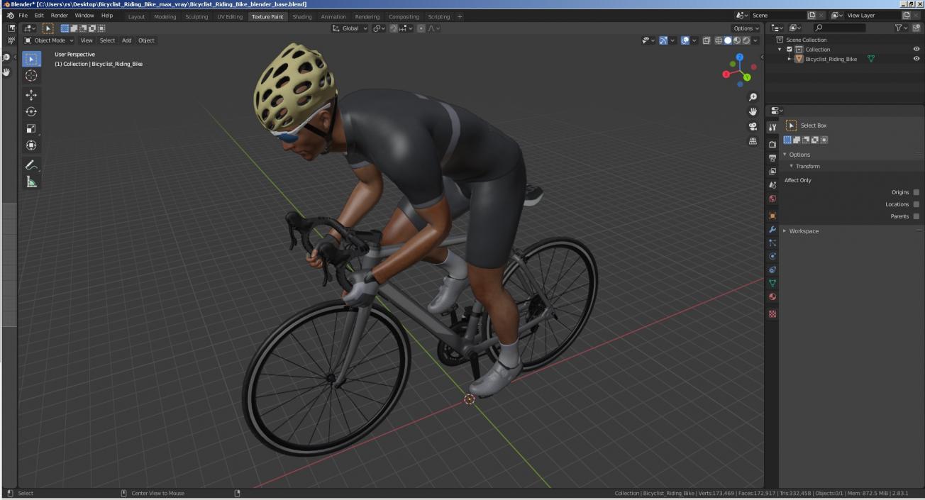 3D Bicyclist Riding Bike