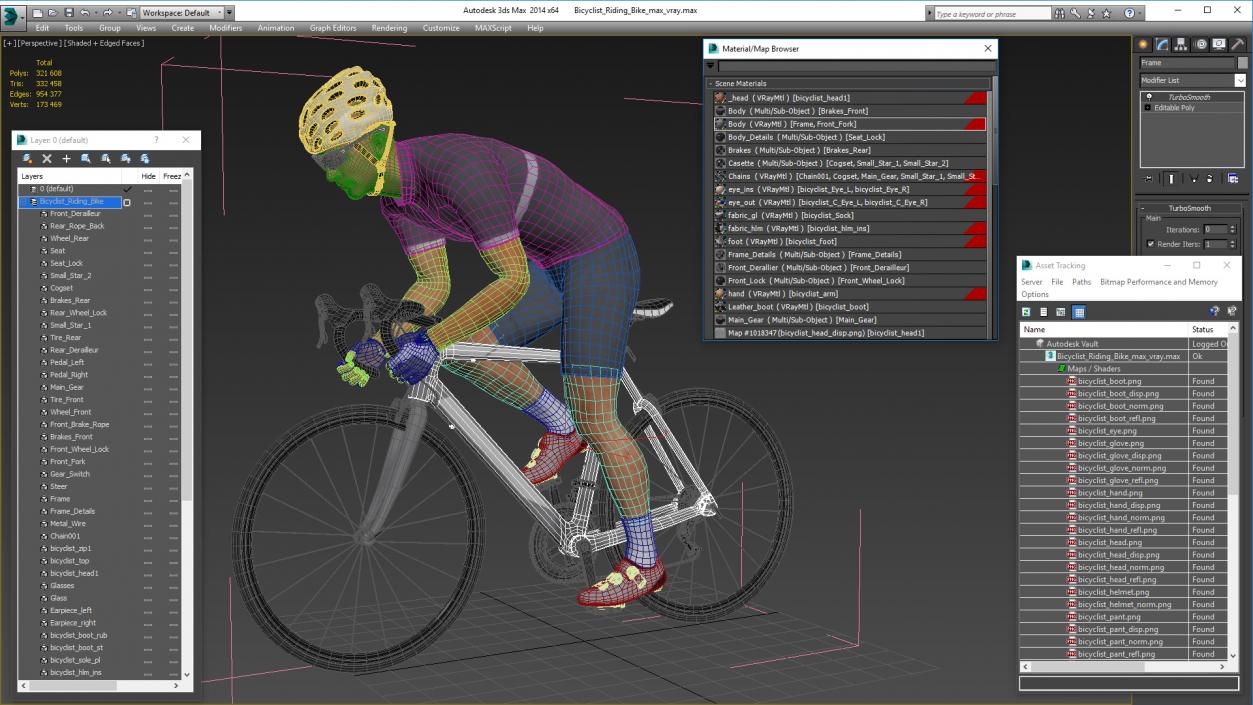 3D Bicyclist Riding Bike