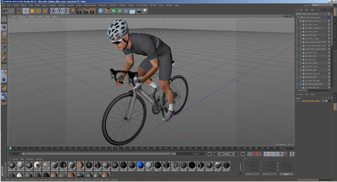 3D Bicyclist Riding Bike