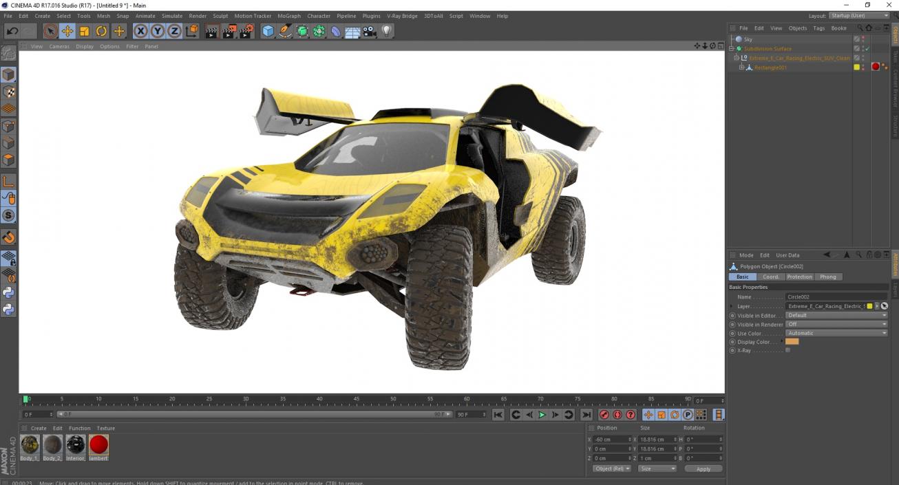 3D model Extreme E Car Racing Electric SUV Dirty Rigged for Cinema 4D