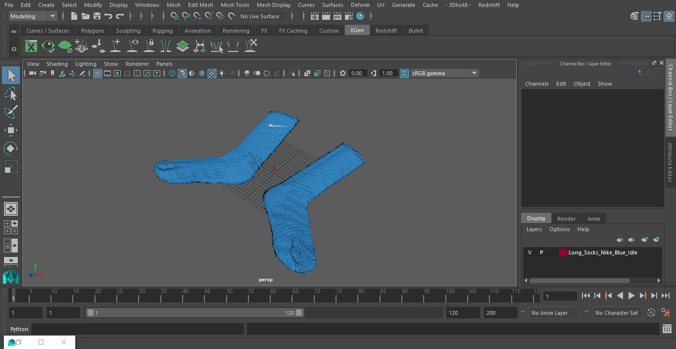 3D model Long Socks Nike Blue Idle