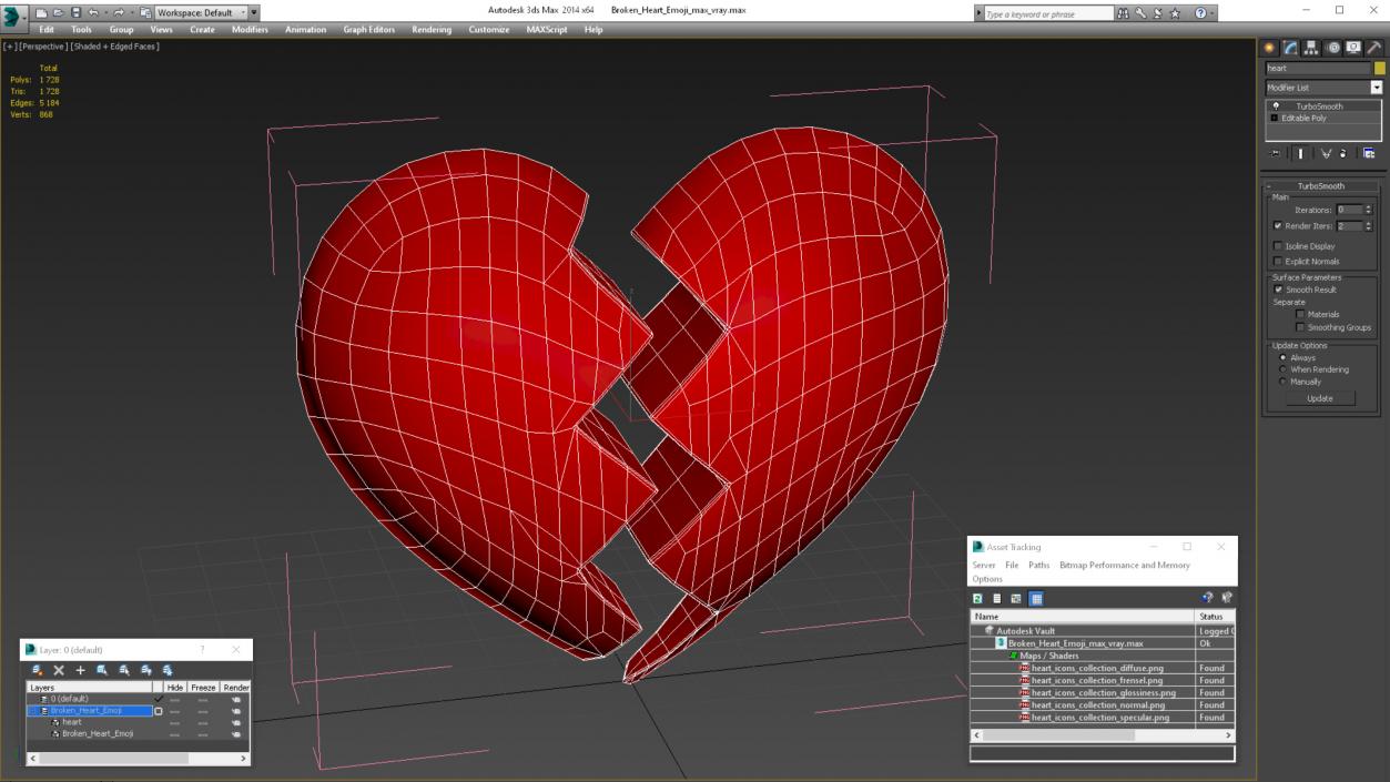 3D Broken Heart Emoji model