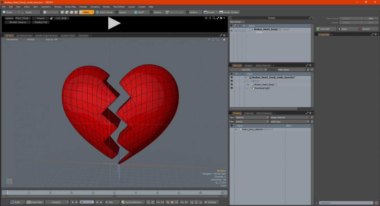 3D Broken Heart Emoji model