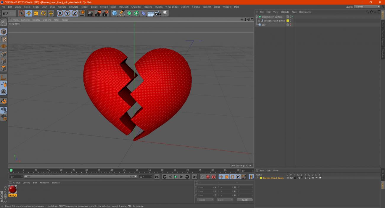 3D Broken Heart Emoji model