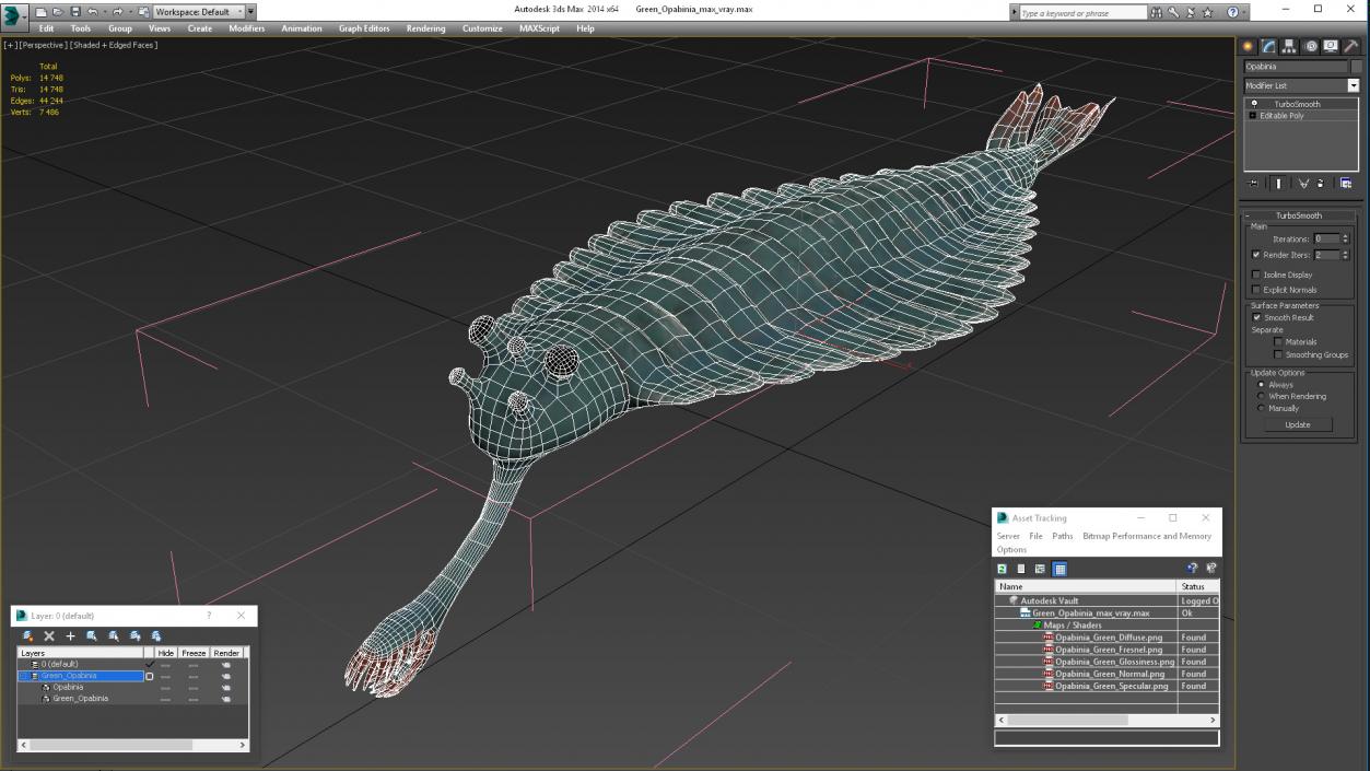 Green Opabinia 3D model