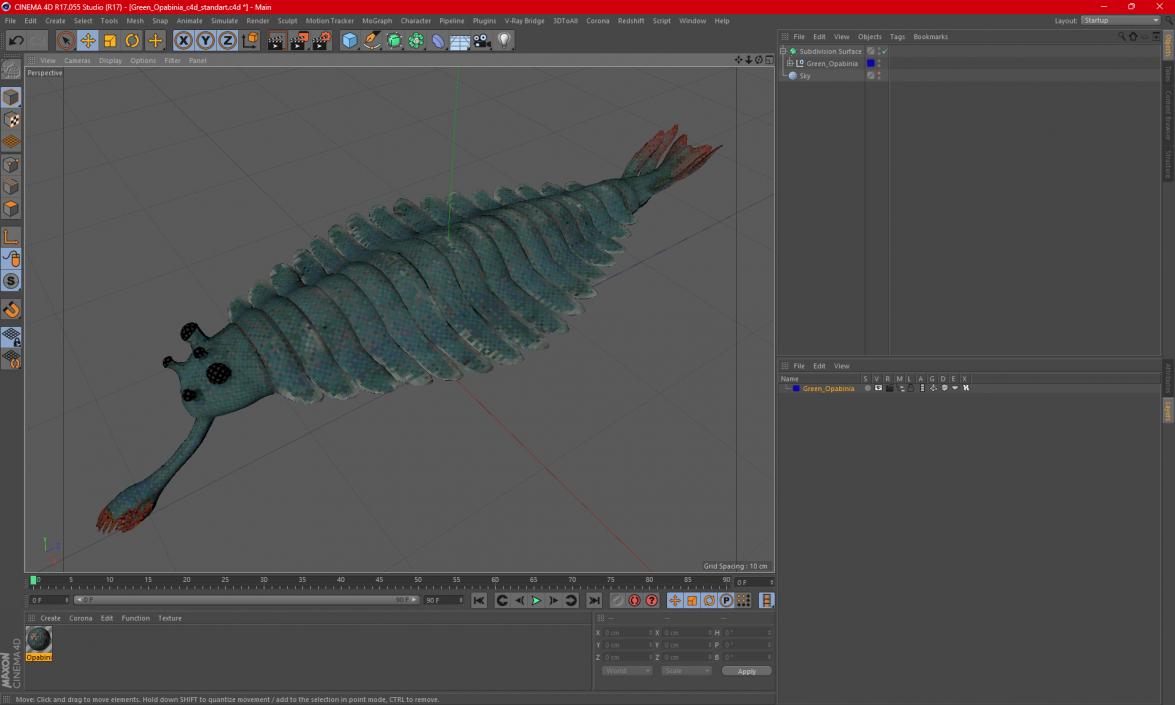 Green Opabinia 3D model