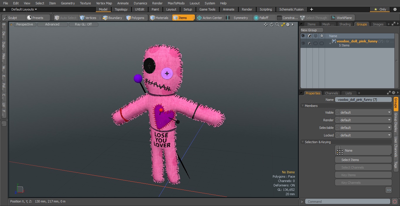 Voodoo Doll Pink Funny 3D