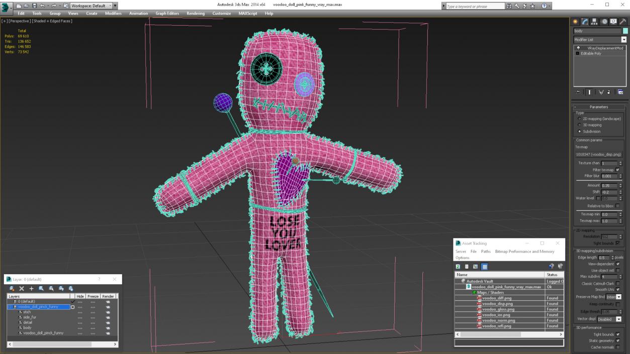 Voodoo Doll Pink Funny 3D