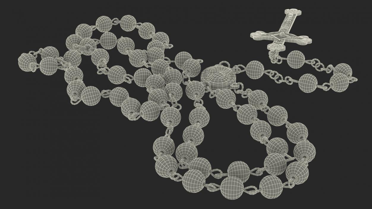 3D model Rosary Beads with Crucifix Red