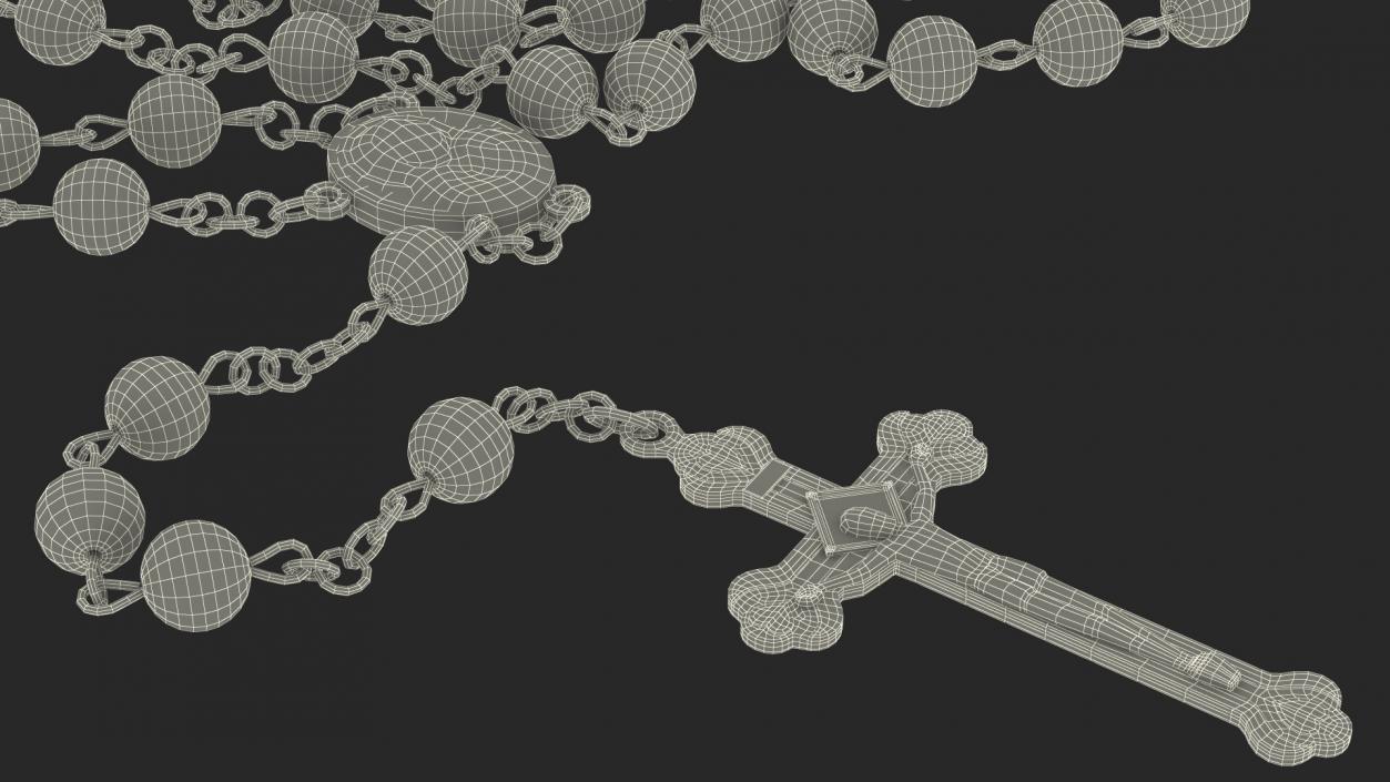 3D model Rosary Beads with Crucifix Red