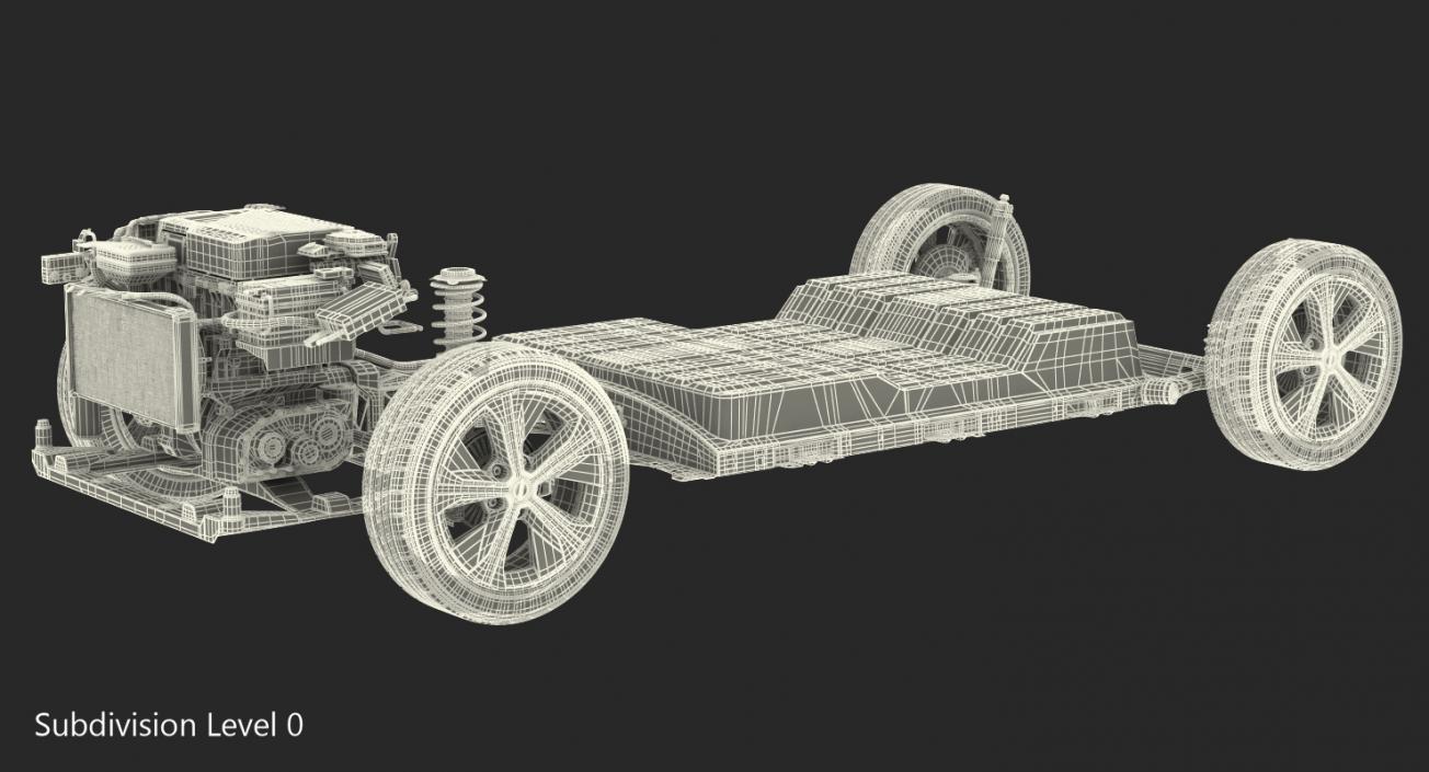 Nissan Leaf Engine and Chassis and Battery Pack 3D