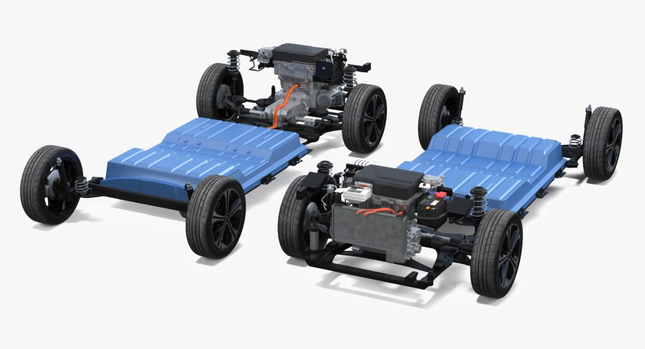 Nissan Leaf Engine and Chassis and Battery Pack 3D