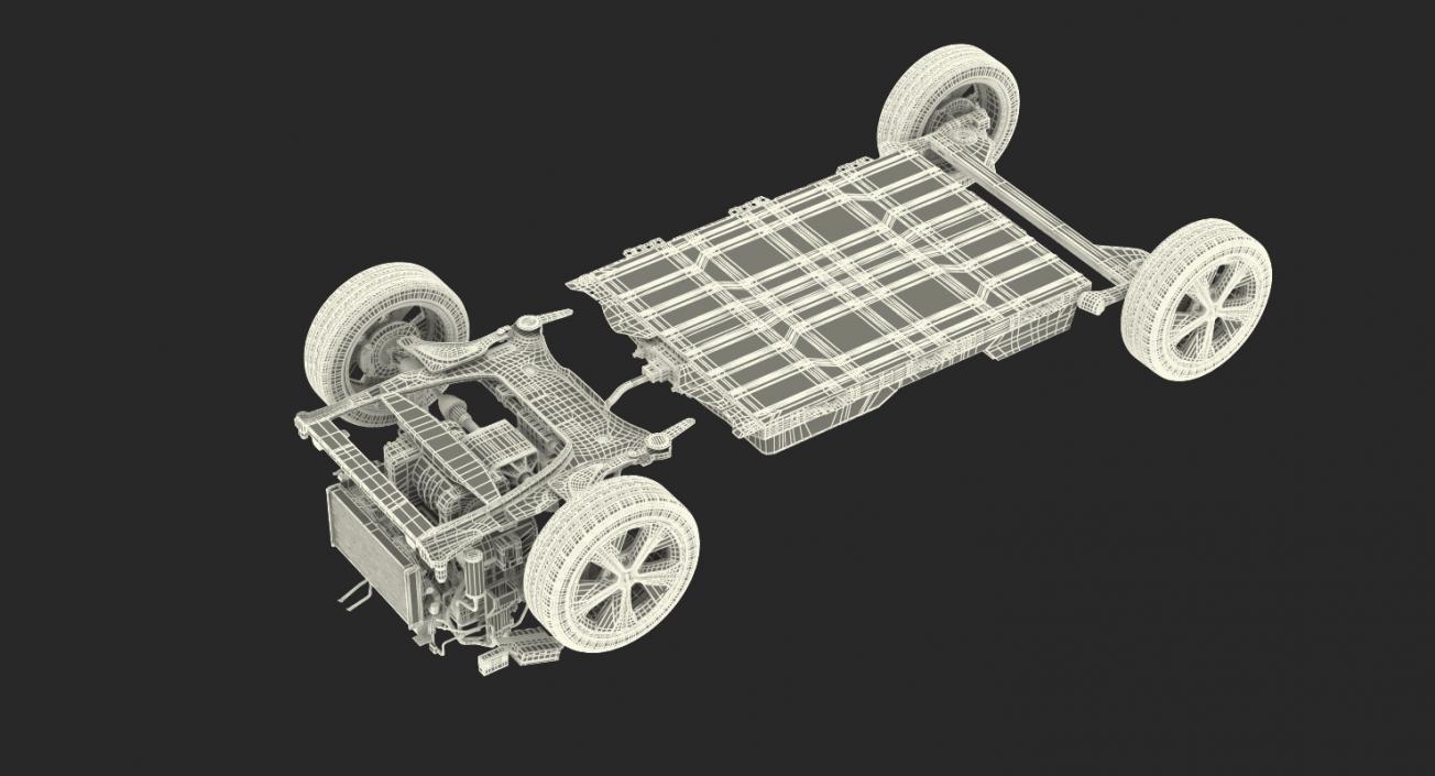 Nissan Leaf Engine and Chassis and Battery Pack 3D