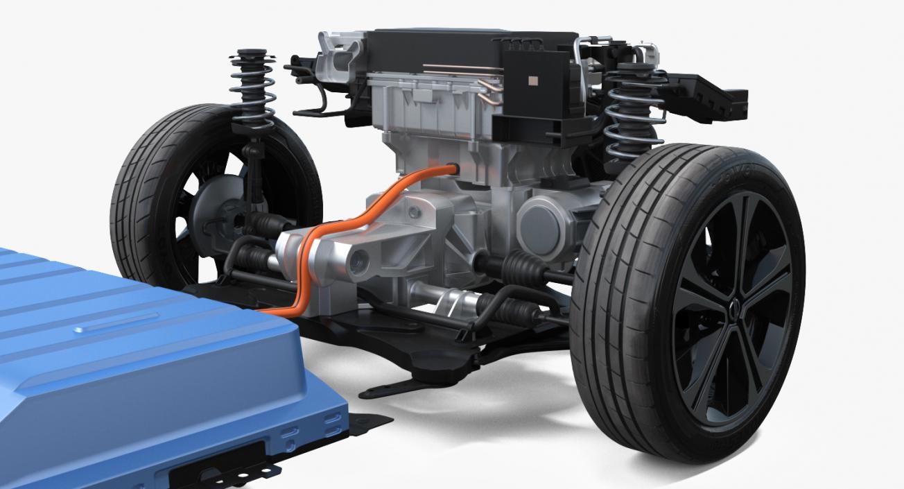 Nissan Leaf Engine and Chassis and Battery Pack 3D