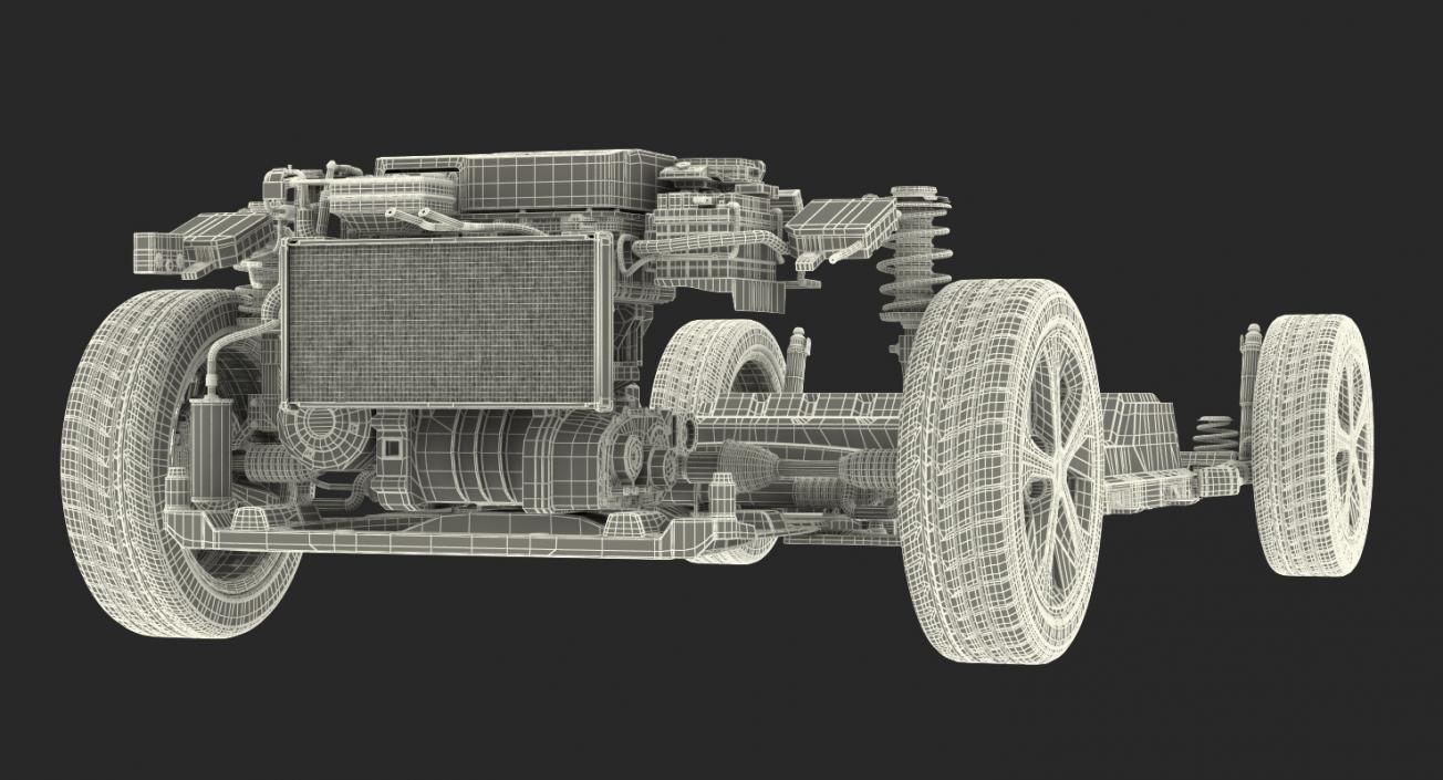 Nissan Leaf Engine and Chassis and Battery Pack 3D