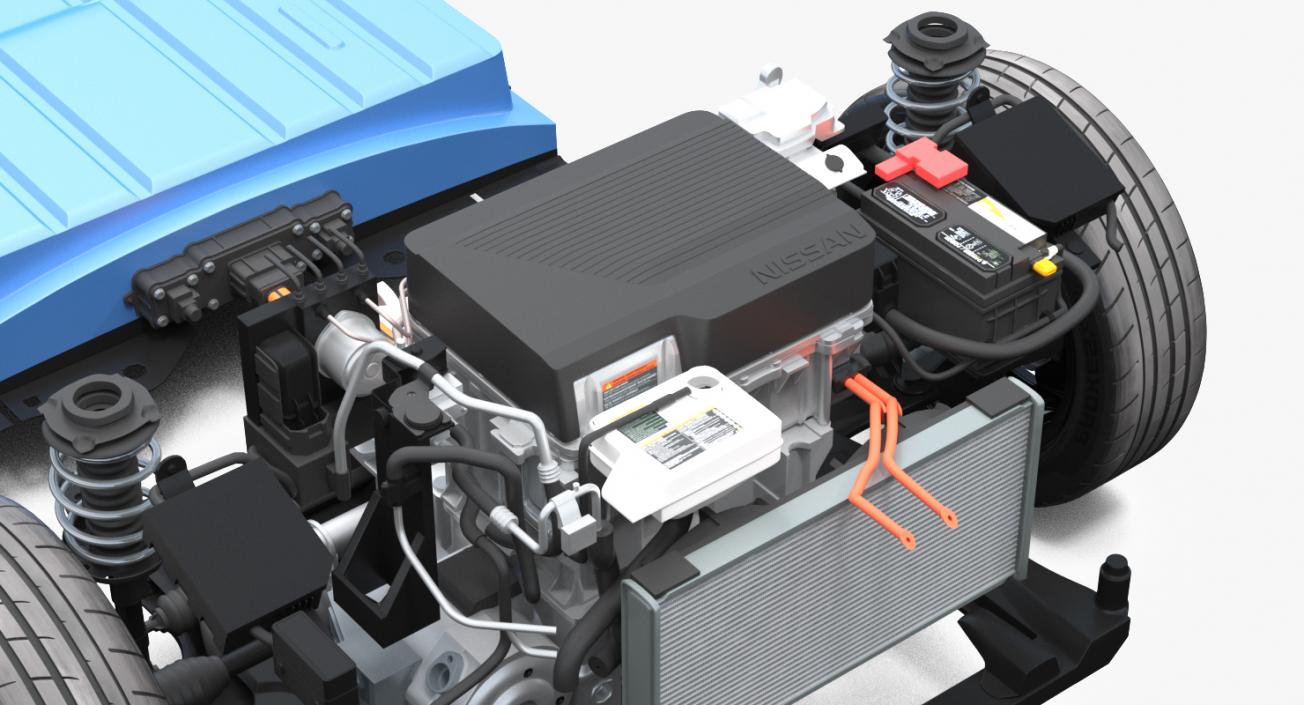 Nissan Leaf Engine and Chassis and Battery Pack 3D