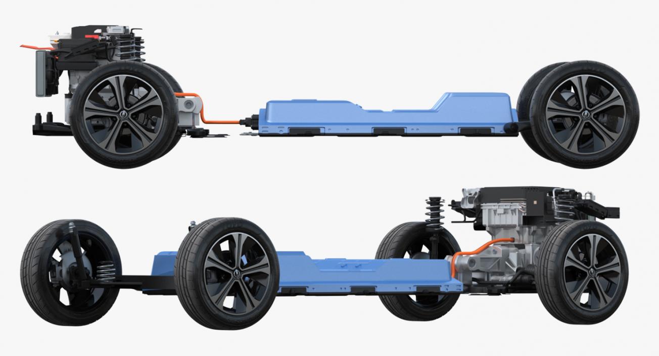 Nissan Leaf Engine and Chassis and Battery Pack 3D