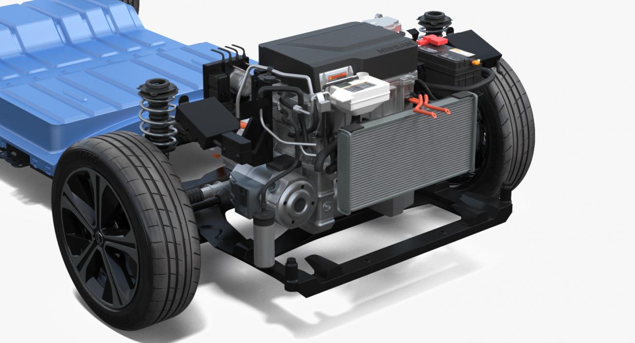 Nissan Leaf Engine and Chassis and Battery Pack 3D