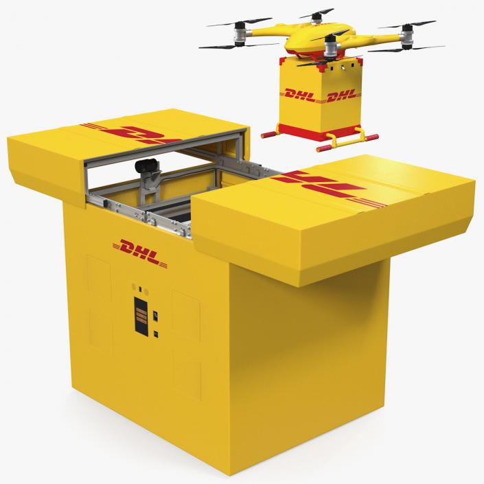 DHL Express Station with Delivery Drone 3D model