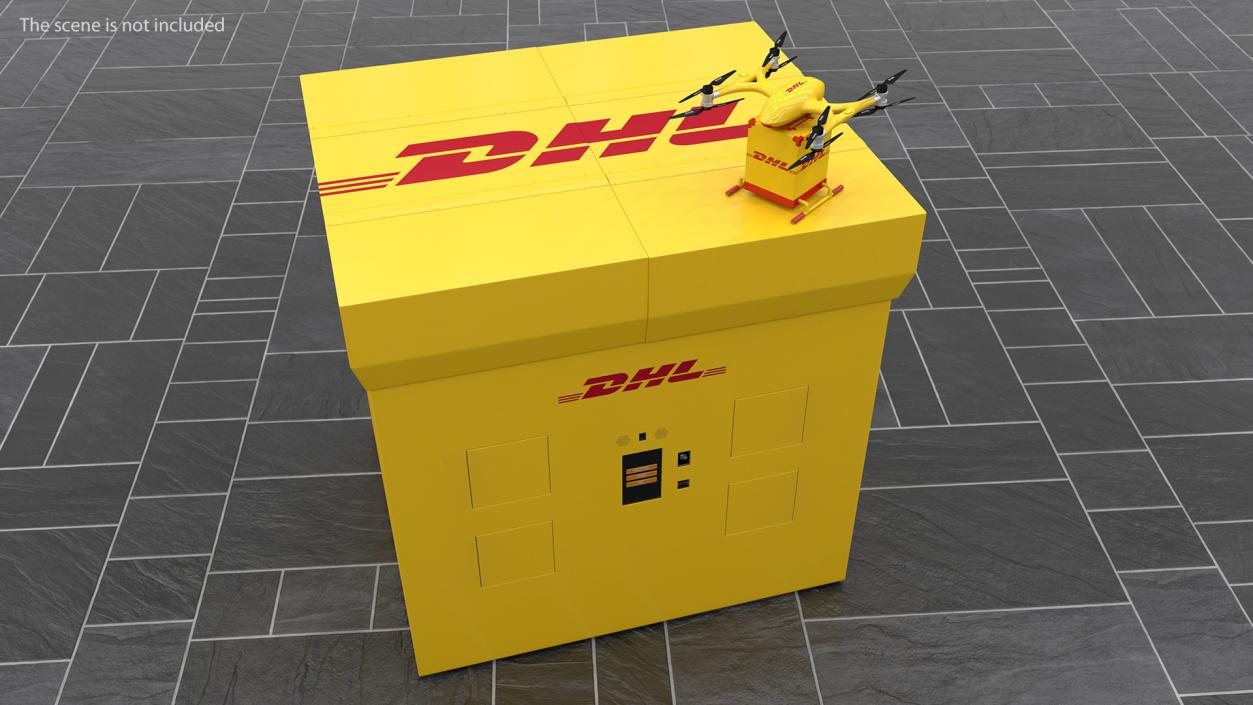 DHL Express Station with Delivery Drone 3D model