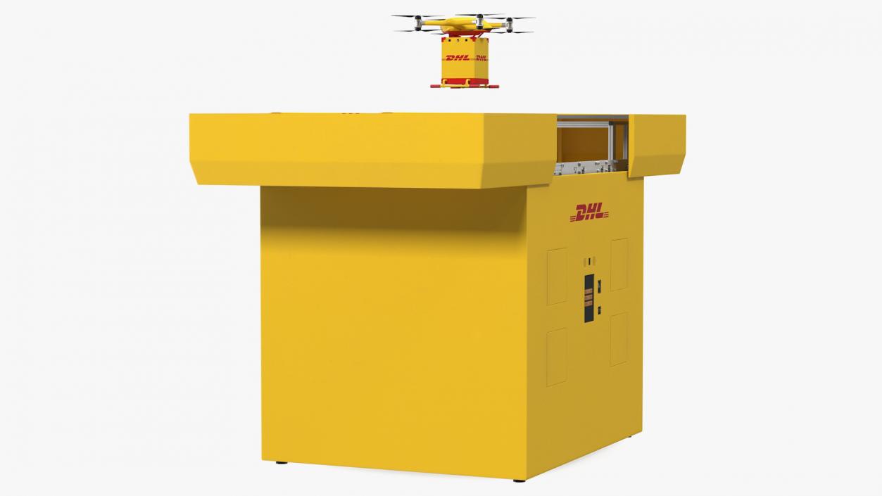 DHL Express Station with Delivery Drone 3D model