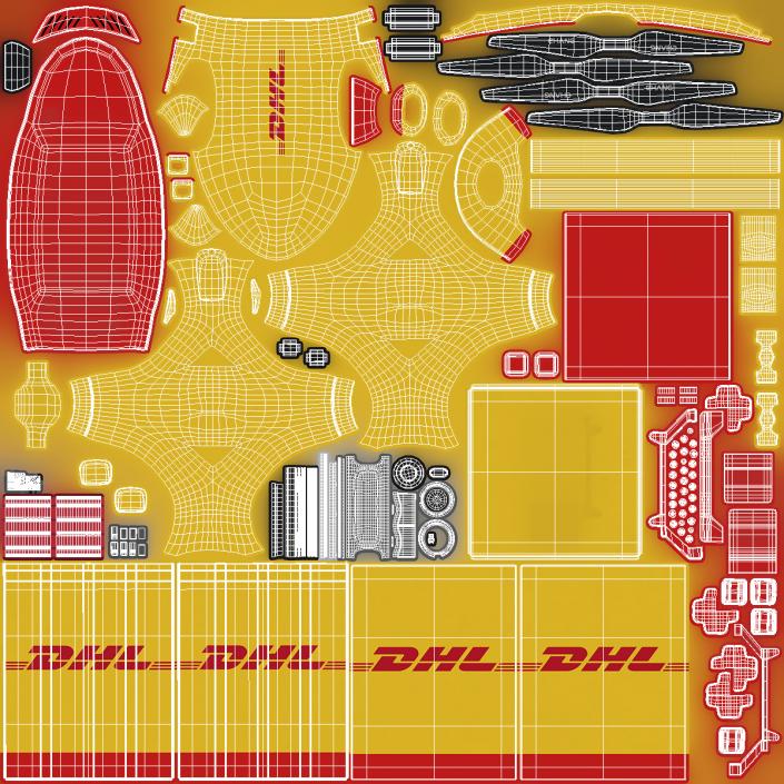 DHL Express Station with Delivery Drone 3D model