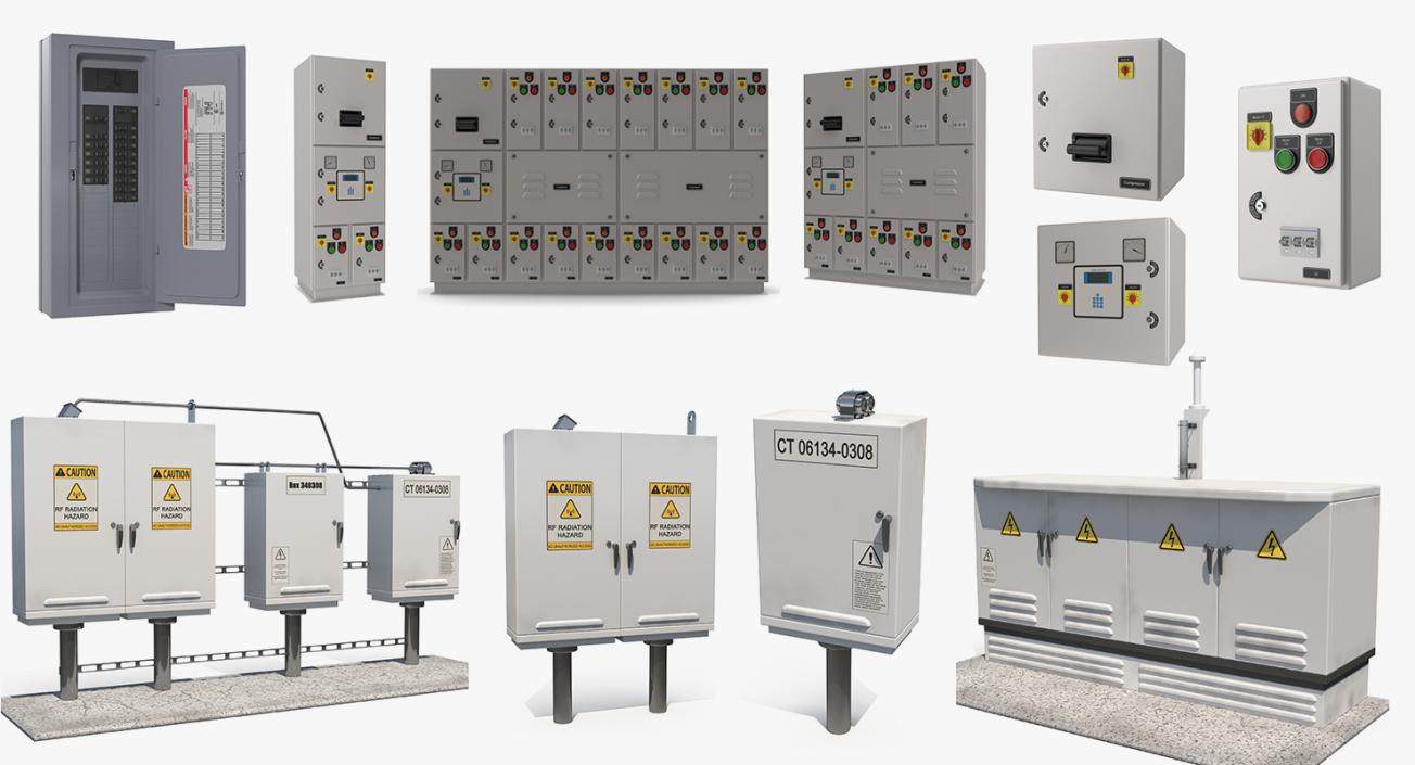 3D Electric Control Boxes Collection model