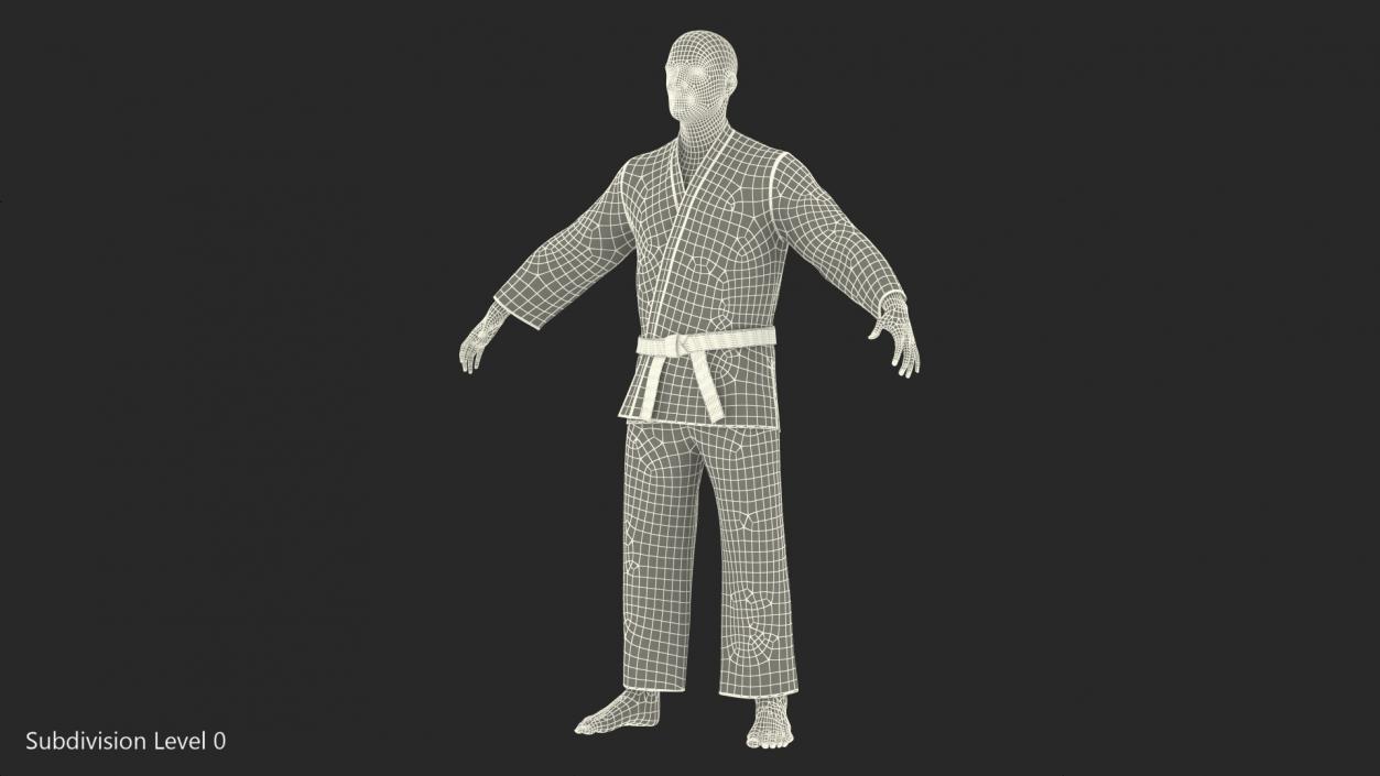 3D Karate Fighter Black Suit with Fur Rigged