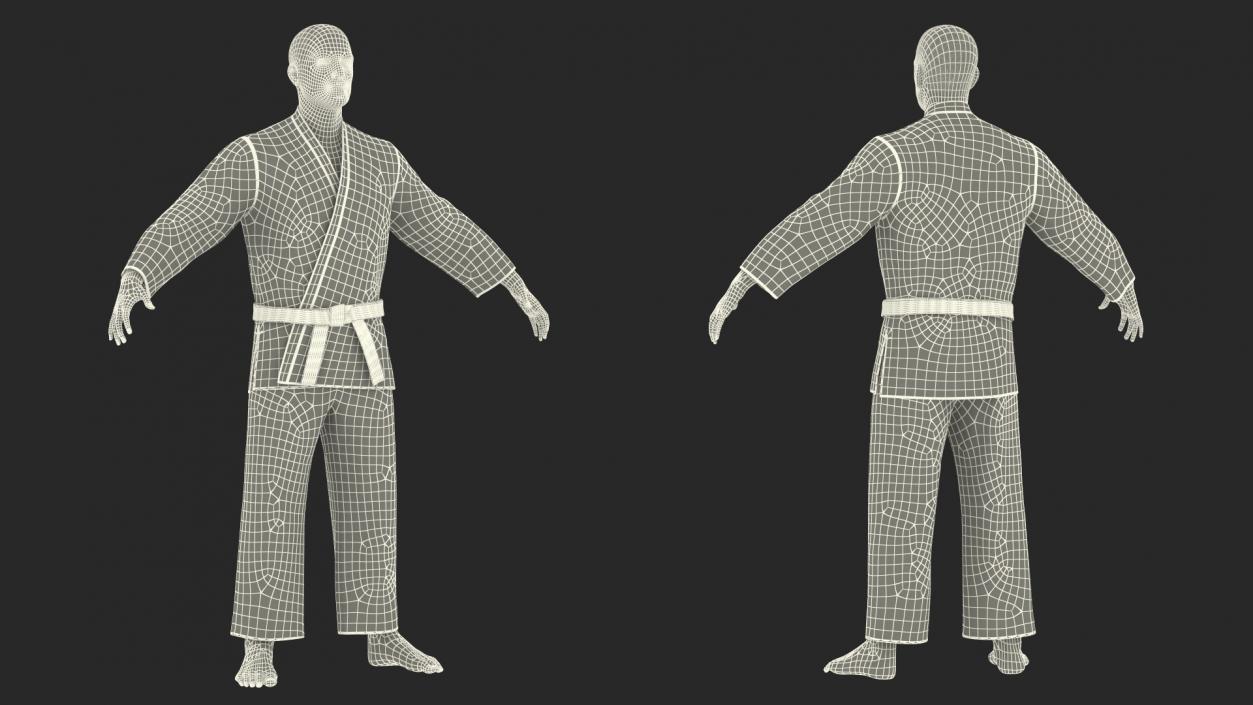 3D Karate Fighter Black Suit with Fur Rigged