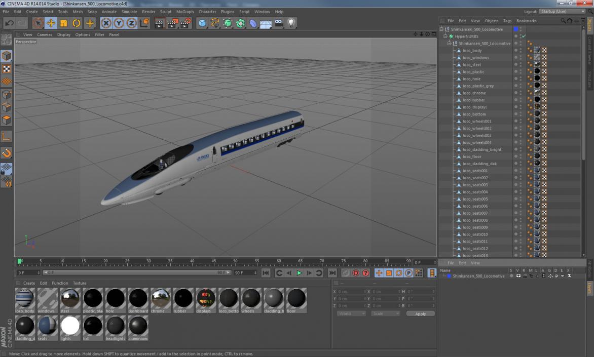 3D model Shinkansen 500 Locomotive