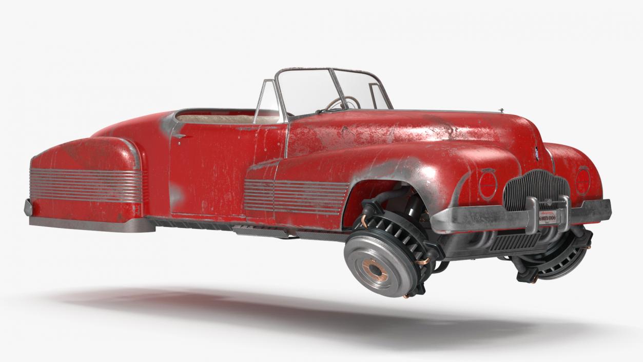 Retro Futuristic Aerocar Red Old 3D