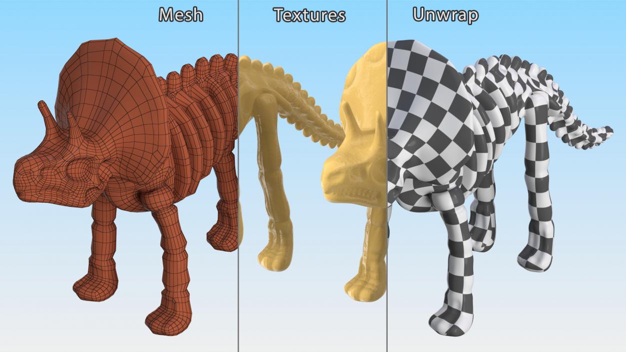 3D Triceratops Dinosaur Skeleton Toy model