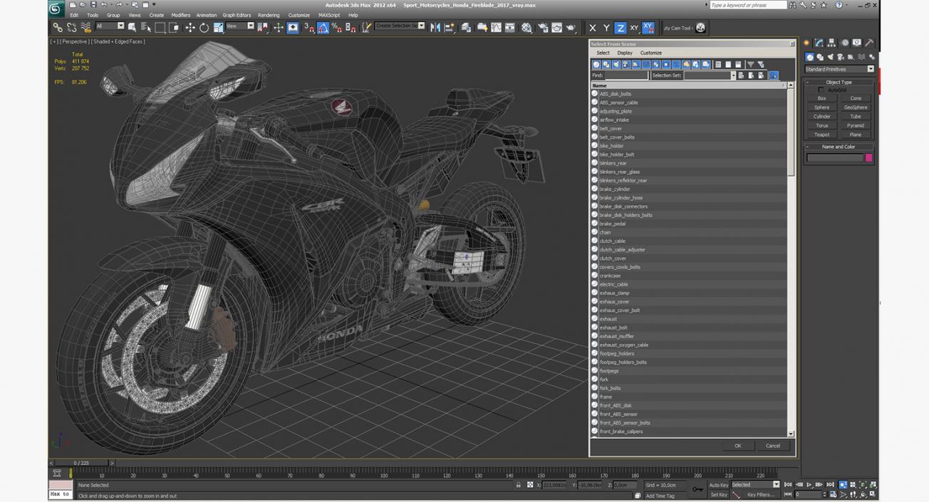 3D Sport Motorcycles Honda Fireblade 2017 model