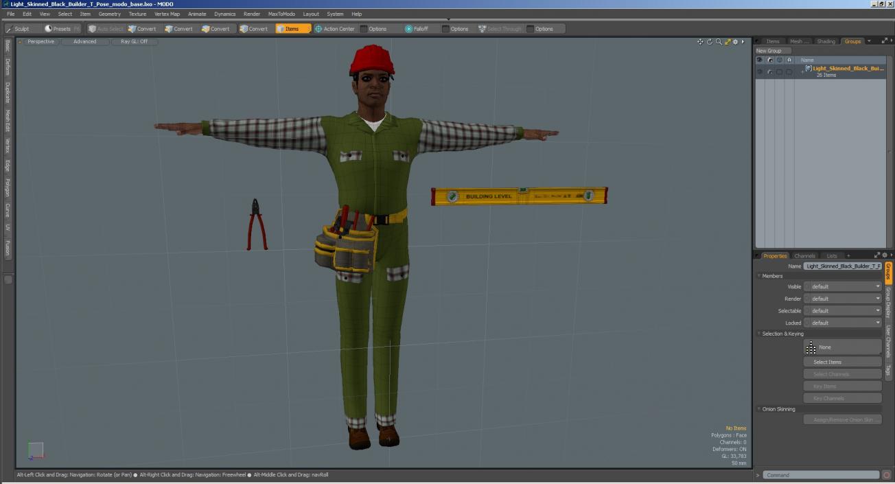 Light Skinned Black Builder T Pose 3D model