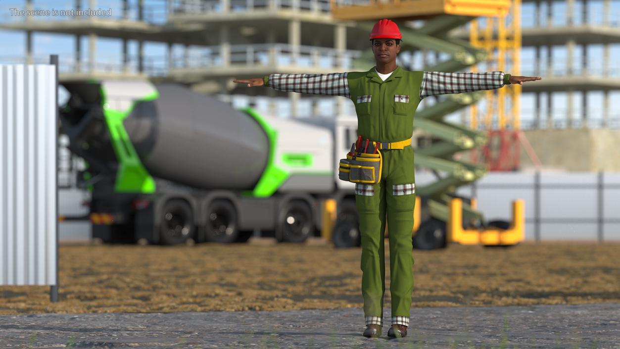 Light Skinned Black Builder T Pose 3D model