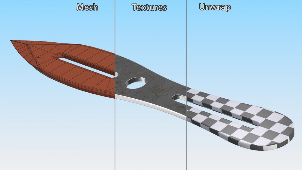 Broadhead Throwing Knife Used 3D model