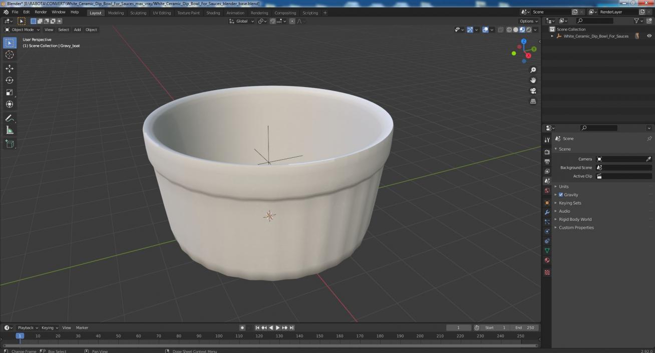 3D White Ceramic Dip Bowl For Sauces model