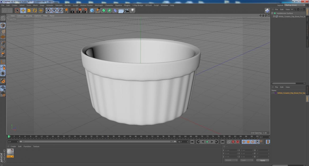 3D White Ceramic Dip Bowl For Sauces model