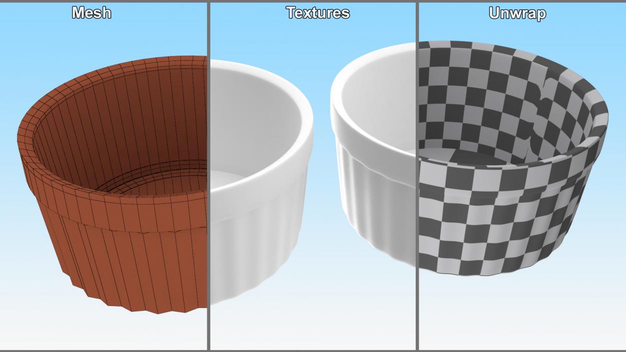 3D White Ceramic Dip Bowl For Sauces model