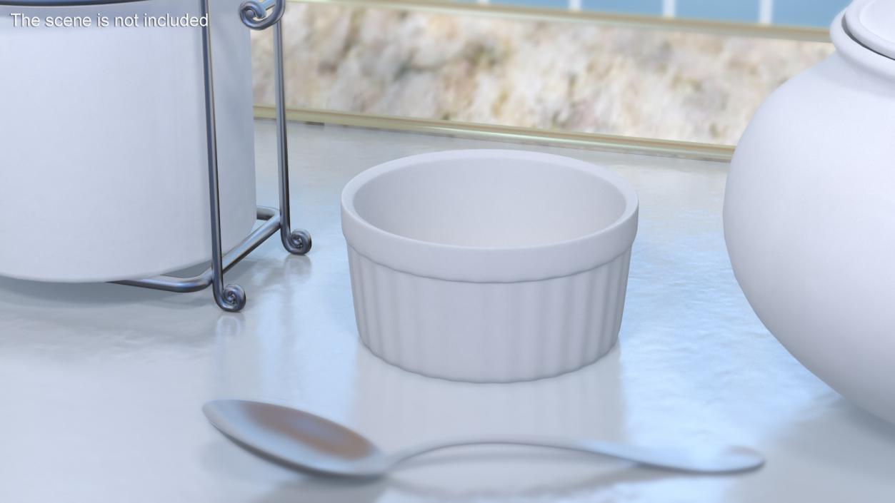 3D White Ceramic Dip Bowl For Sauces model