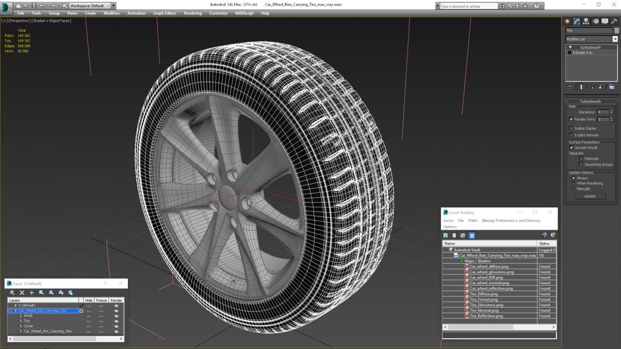 Car Wheel Rim Carrying Tire 3D