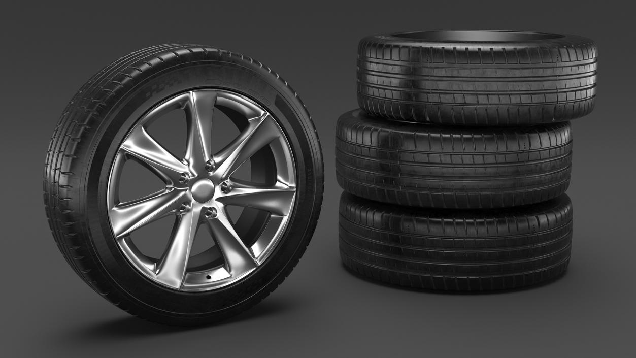 Car Wheel Rim Carrying Tire 3D